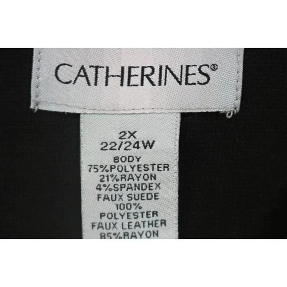 Catherine's Women's Black Dress-Sz. 2X-Faux Leather/Suede-New w/Tags-Back Zip - Picture 3 of 10